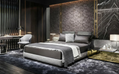 Shinhan Fabric Bed with Offset Headboard