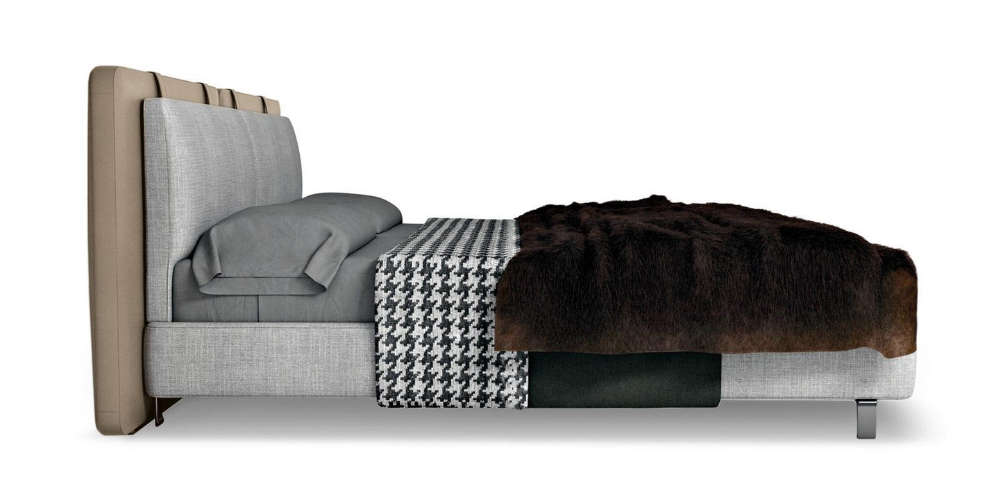 Berryss Fabric Bed with Cushion Padded Headboard