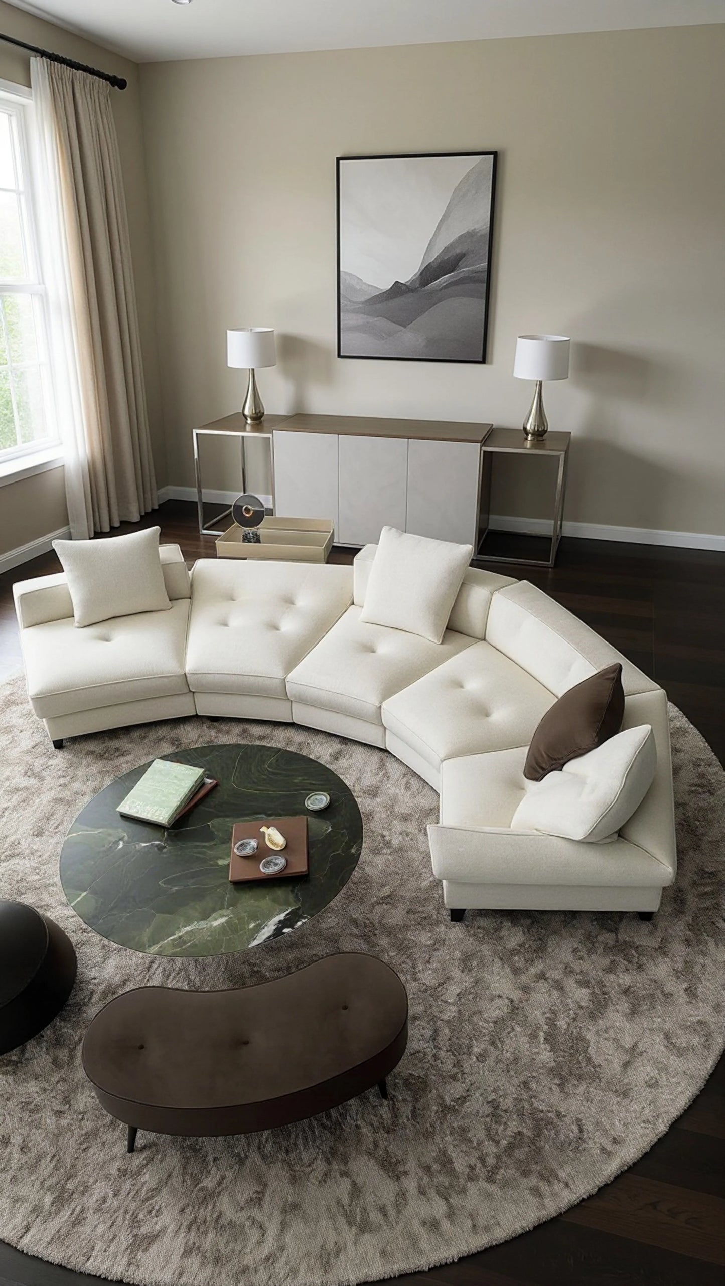 Brycen 4-Seater Fabric Curved Modular Sofa