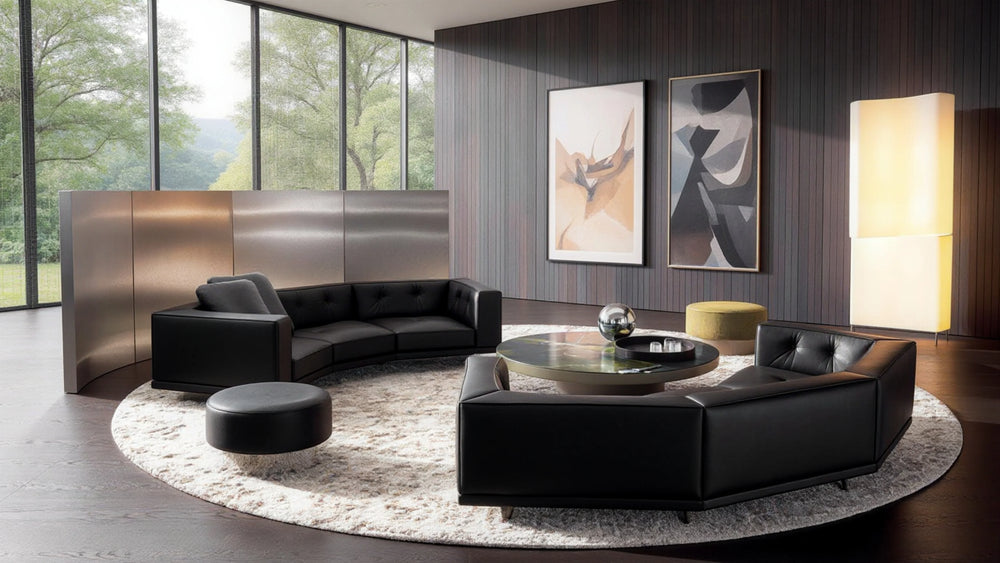 Cade 5-Seater Leather Curved Modular Sofa
