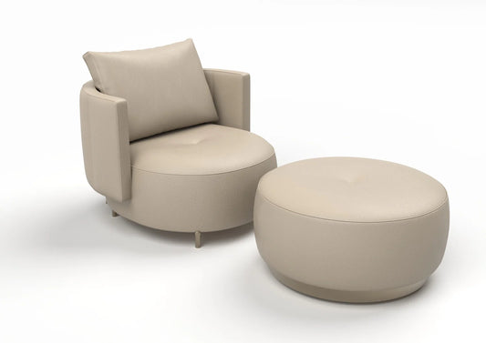 Menatti Leather Armchair & Ottoman Set