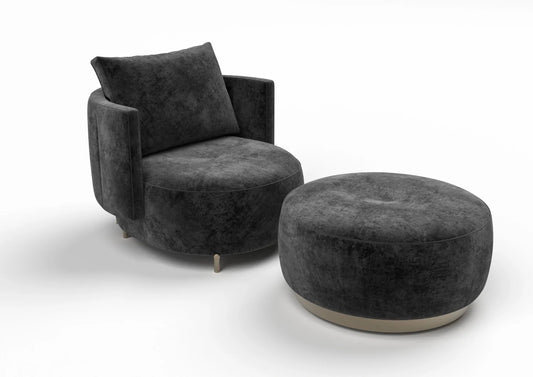 Dorian Fabric Armchair & Ottoman Set