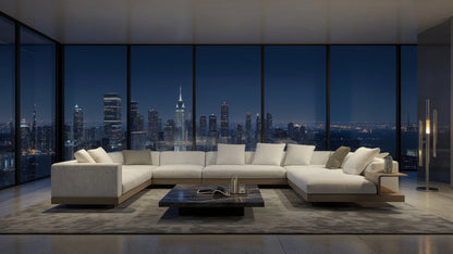 Umbro 6-Seater Cow Leather Modular Sofa with Chaise
