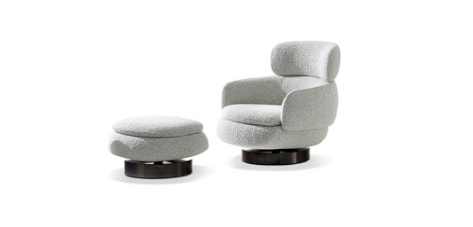 Cael Fabric Lounge Armchair with Footstool