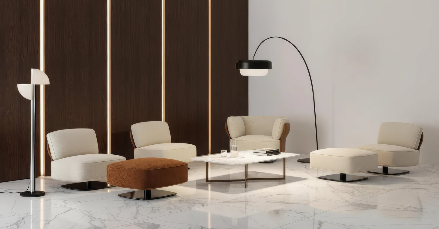 Wans Fabric Armchair with Footstool