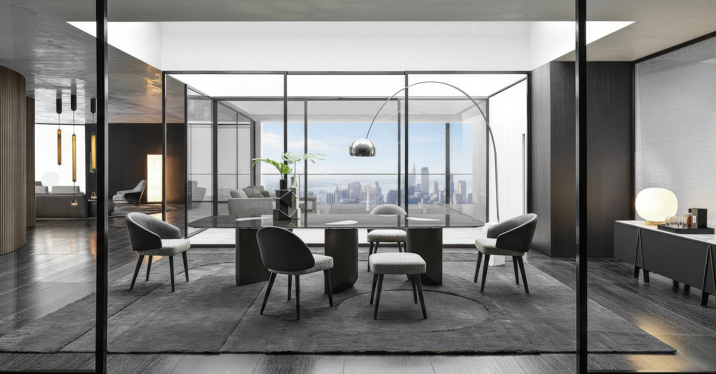 Bogard 10-Seater Glass Dining Table