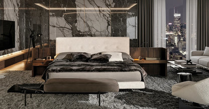 Porto Fabric Bed with Padded Headboard