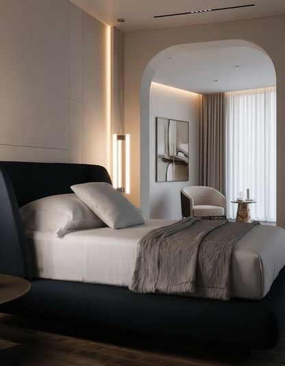 Emman Fabric Bed with Padded Headboard