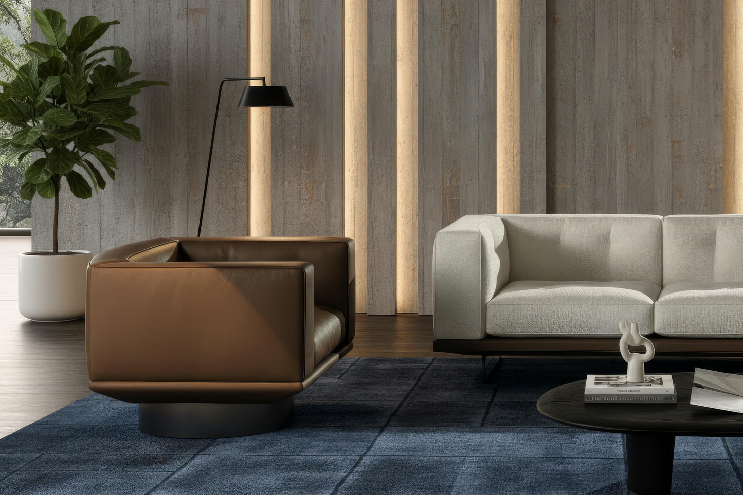 Marco Ergonomic Cow Leather Armchair Set