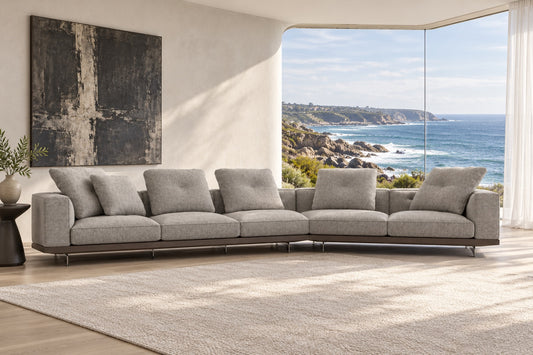 Benn 5-Seater Fabric Curved Modular Sofa — Australian room styling visualisation
