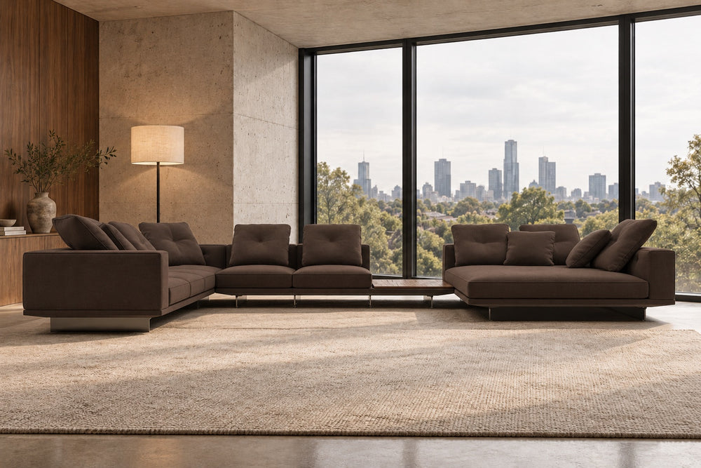 Conor 6-Seater Fabric Chaise Lounge Set — Australian room styling visualisation