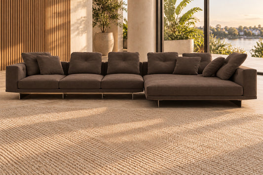 Eder 4-Seater Fabric Modular sofa with Chaise — Australian room styling visualisation