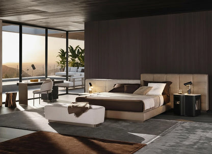 Cosmo Fabric Platform Bed with Double Headboard