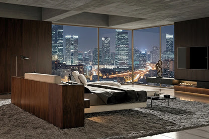 Porto Fabric Bed with Padded Headboard