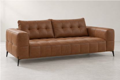 Aniso Raised Padded Sofa – 258 cm — Cognac Leather; generated visualisation