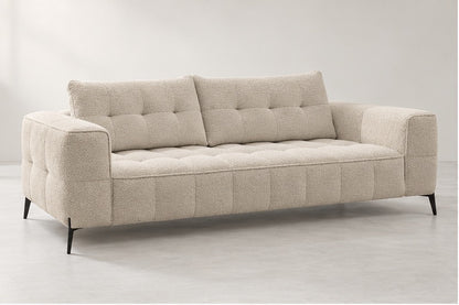 Aniso Raised Padded Sofa – 258 cm — Ivory Textured Fabric; generated visualisation