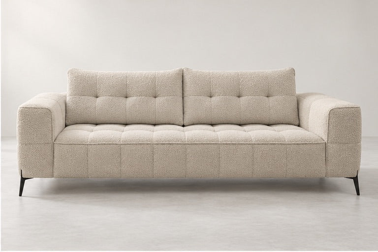 Aniso Raised Padded Sofa – 258 cm — Ivory Textured Fabric alternate view; generated visualisation