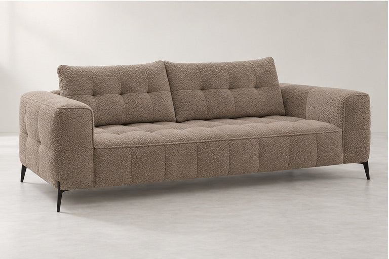 Aniso Raised Padded Sofa – 258 cm — Taupe Bouclé; generated visualisation
