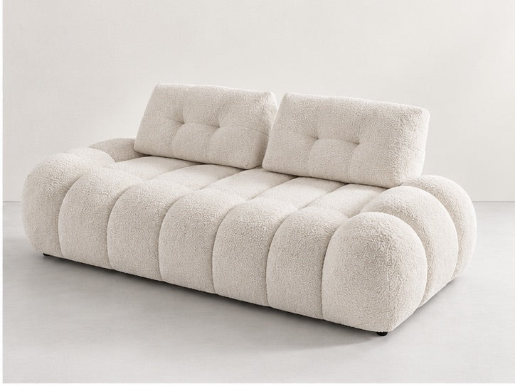 Apella Roll Arm Sofa – 200 cm — Ivory Textured Fabric alternate view; generated visualisation