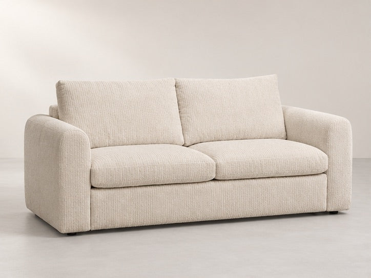 Arcello Compact Cushion Sofa – 200 cm — Ivory Textured Fabric; generated visualisation