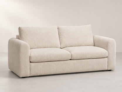 Arcello Compact Cushion Sofa – 200 cm — Ivory Textured Fabric; generated visualisation