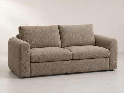 Arcello Compact Cushion Sofa – 200 cm — Taupe Bouclé; generated visualisation