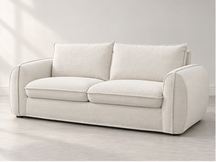 Archaven Tailored Cushion Sofa – 216 cm — Ivory Textured Fabric; generated visualisation