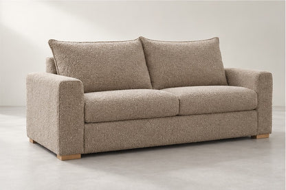 Aubrin Compact Cushion Sofa – 205 cm — Taupe Bouclé; generated visualisation