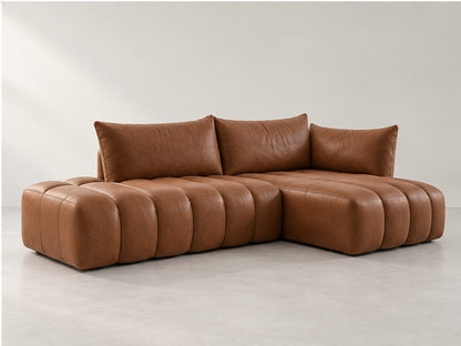 Azelle Open Chaise Sofa – 319 cm — Cognac Leather; generated visualisation