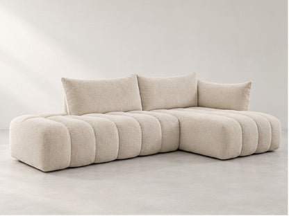 Azelle Open Chaise Sofa – 319 cm — Ivory Textured Fabric; generated visualisation