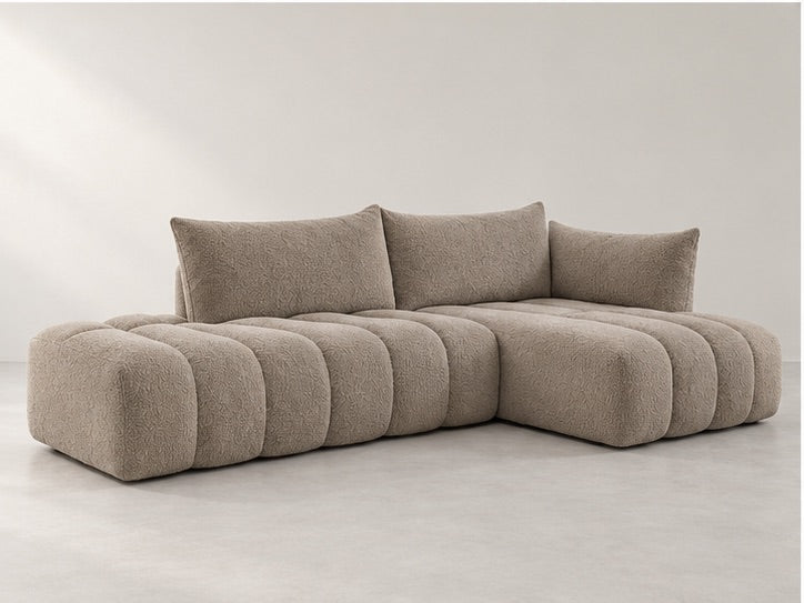 Azelle Open Chaise Sofa – 319 cm — Taupe Bouclé; generated visualisation