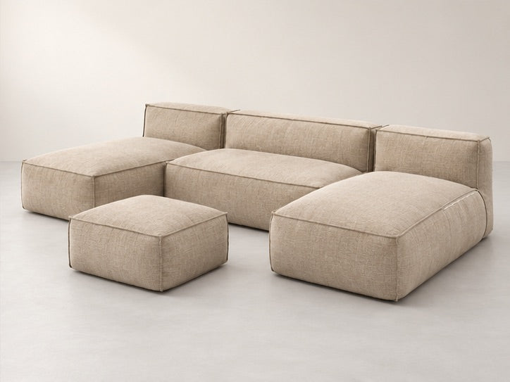 Biarra Modular Panoramic Sofa – 332 cm — Sand Fabric; generated visualisation