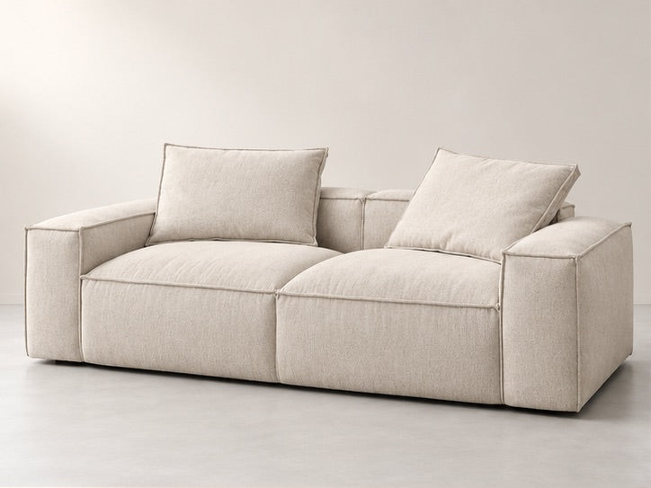 Boheva Pillow Lounge Sofa – 260 cm — Ivory Textured Fabric; generated visualisation