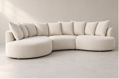 Caliora Curved Corner Sofa – 333 cm — Ivory Textured Fabric; generated visualisation