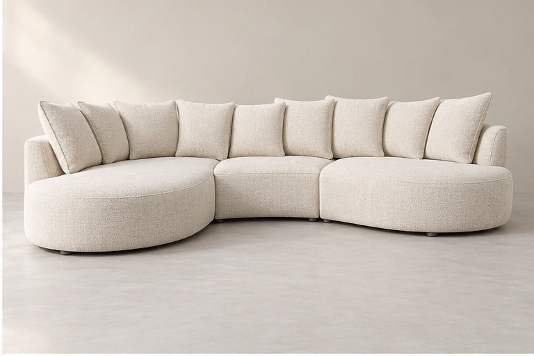 Caliora Curved Corner Sofa – 333 cm — Ivory Textured Fabric alternate view; generated visualisation