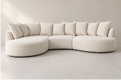 Caliora Curved Corner Sofa – 333 cm — Ivory Textured Fabric alternate view; generated visualisation