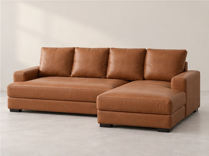 Camden Compact Chaise Sofa – 237 cm — Cognac Leather; generated visualisation