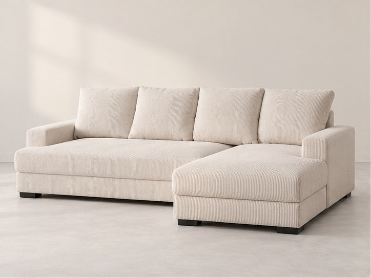 Camden Compact Chaise Sofa – 237 cm — Ivory Textured Fabric; generated visualisation