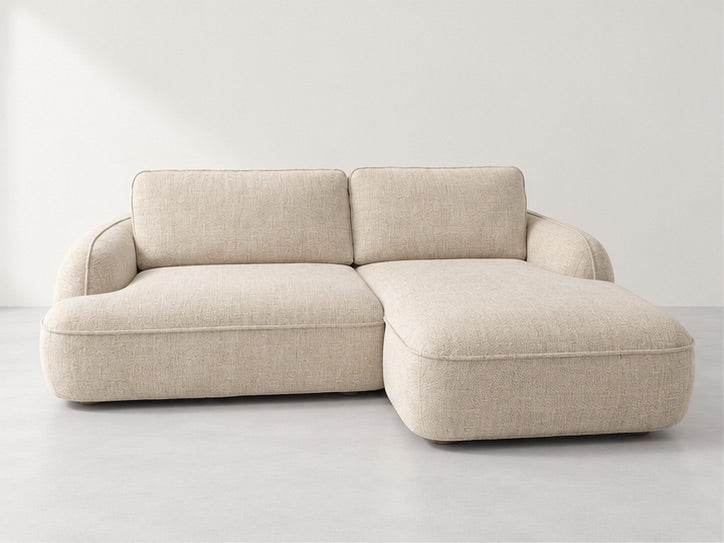 Celesia Rounded Chaise Sofa – 251 cm — Ivory Textured Fabric; generated visualisation