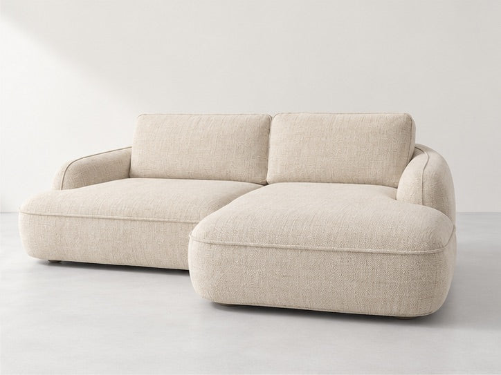 Celesia Rounded Chaise Sofa – 251 cm — Ivory Textured Fabric alternate view; generated visualisation