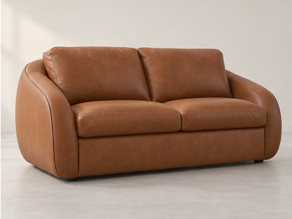 Cezario High Cushion Sofa – 215 cm — Cognac Leather; generated visualisation