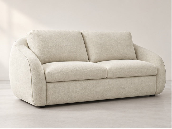 Cezario High Cushion Sofa – 215 cm — Ivory Textured Fabric; generated visualisation