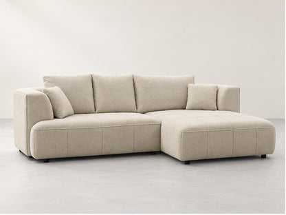 Clovell Tailored Chaise Sofa – 288 cm — Ivory Textured Fabric; generated visualisation
