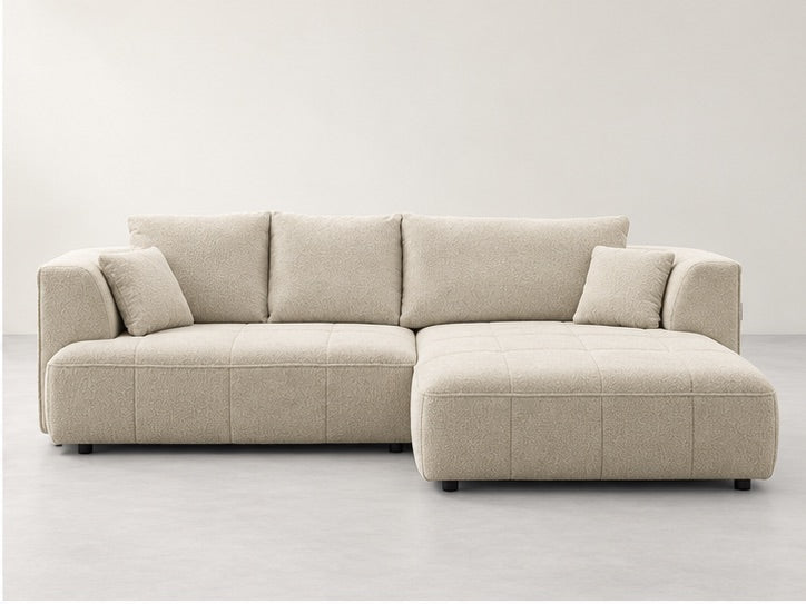 Clovell Tailored Chaise Sofa – 288 cm — Ivory Textured Fabric alternate view; generated visualisation