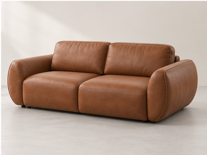 Denali Curved Arm Sofa – 250 cm — Cognac Leather; generated visualisation
