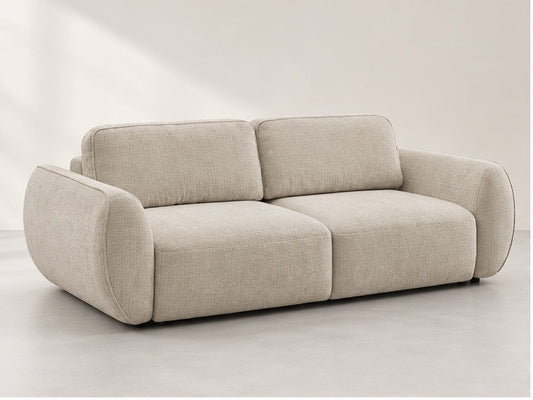 Denali Curved Arm Sofa – 250 cm — Ivory Textured Fabric; generated visualisation
