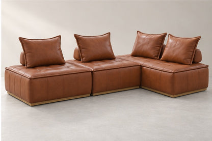 Elvara Open Modular Sofa – 300 cm — Cognac Leather; generated visualisation