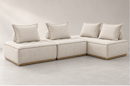 Elvara Open Modular Sofa – 300 cm — Ivory Textured Fabric; generated visualisation