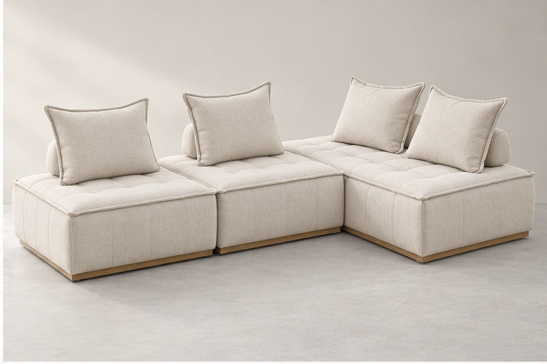Elvara Open Modular Sofa – 300 cm — Ivory Textured Fabric alternate view; generated visualisation