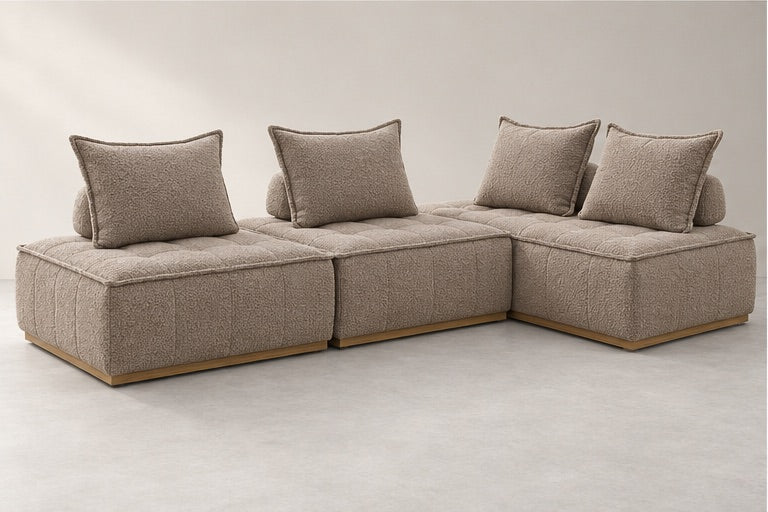 Elvara Open Modular Sofa – 300 cm — Taupe Bouclé; generated visualisation